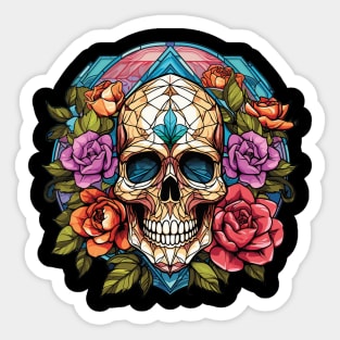 Stained Glass Image of a Crystal Skull Sticker